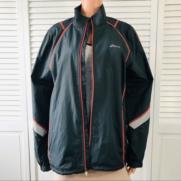2/$25 ASICS Gray Orange Windbreaker Jacket Size Small - Picture 3 of 9